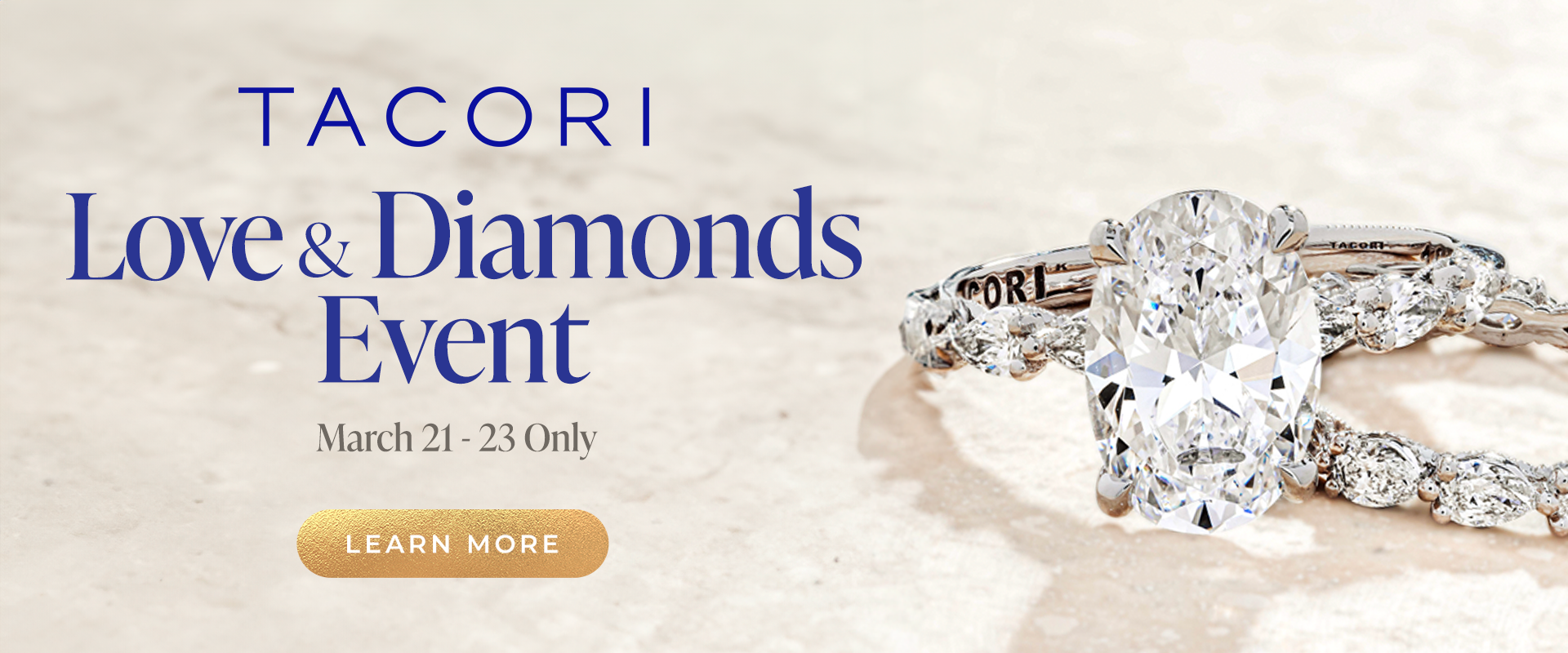 Tacori Love & Diamonds Event banner featuring an engagement ring