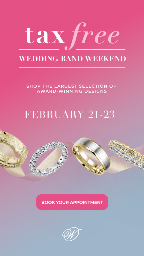 Tax Free Wedding Band Weekend - image banner featuring wedding bands