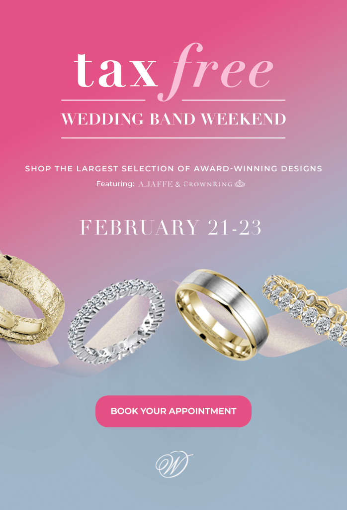 Tax Free Wedding Band Weekend - image banner featuring wedding bands